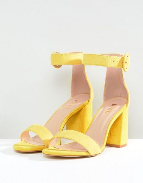 Heel Sandals Outfit, Dr Shoes, Manolo Blahnik Heels, Yellow Sandals, Yellow Heels, Toe Post Sandals, Prom Heels, Studded Heels, Yellow Shoes