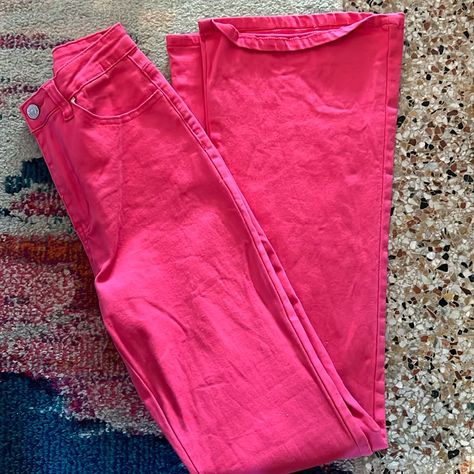 Shein Hot Pink Bootcut Jeans Very Vivid Size: 4, Could Fit 2 Or 6 Working Zipper And Button High Rise/Mid Rise Never Worn Shein Jeans, Scene Queens, Jeans Color, Dream Wardrobe, Christmas List, Colored Jeans, Bootcut Jeans, Jeans And Boots, Boot Cut