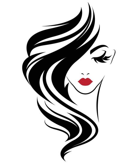 illustration of women long hair style icon, logo women face on white background, vector Long Illustration, Illustration Of Women, Beauty Logo Makeup, Black Hair Salons, Long Hair Style, Hair Salon Logos, Hair Clipart, Women Long Hair, Spa Logo