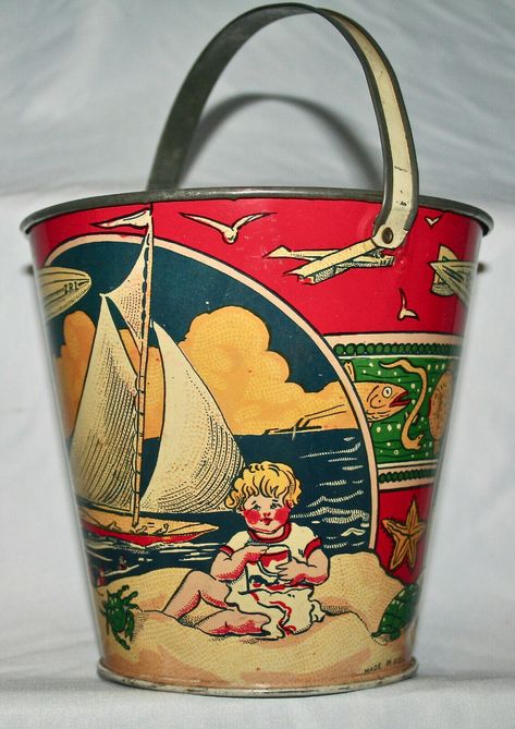 Water Pail, Sand Game, Beach Pail, Holland Windmills, At The Sea, Sand Toys, Puppy Play, Sea Shore, Metal Toys