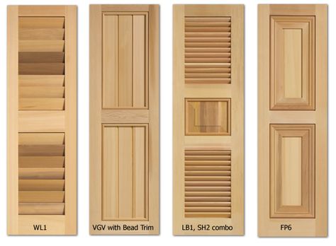 Sample Shutter Styles Shutter Styles, Beautiful Bed Designs, Kitchen Window Design, Wooden Interior, Shutter Designs, Louver Windows, Fabric Draping, Custom Shutters, House Shutters