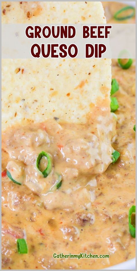 Impress your guests at the next get-together with this creamy, cheesy Ground Beef Queso Dip. It’s the perfect recipe for anyone who loves Velveeta cheese and a little spice! Pioneer Women Queso Dip, Buffalo Beef Dip, Cheese Salsa Dip Velveeta Ground Beef, Venison Queso Dip Crockpot, Crockpot Cheese Dip Velveeta Ground Beef, Beef Velveeta Cheese Dip, Velveeta Queso Dip Crock Pot Ground Beef, Velveeta Queso Dip With Cream Cheese, Rotel Dip With Ground Beef Cream Cheese