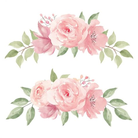 Pink Flowers Clipart, Pink Flower Illustration, Rosas Vector, Watercolor Pink Flowers, Pink Floral Watercolor, Watercolor Flower Illustration, Rose Floral Arrangements, Rose Flower Arrangements, Ranunculus Flowers