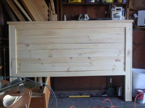 DIY Wood Headboard Ideas | My first Project Reclaimed-Wood Look Headboard, King Size | Do It ... Kingsize Headboard Diy, Diy Headboard Wall Ideas, King Size Headboard Plans, Diy Plywood Headboard, How To Make A Headboard For A Bed, Wood Headboard Ideas, Making A Headboard Diy, King Size Shiplap Headboard Diy, King Headboard Diy