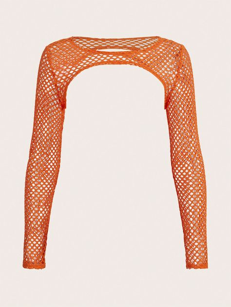 SHEIN ICON Solid Super Crop Mesh Top Without Tube TopI discovered amazing products on SHEIN.com, come check them out! Orange Mesh Top, Ep Outfits, Nicki Minaj Costume, Orange Core, Dress Reference, Techno Outfit, Rave Fits, Duo Costumes, Neon Outfits