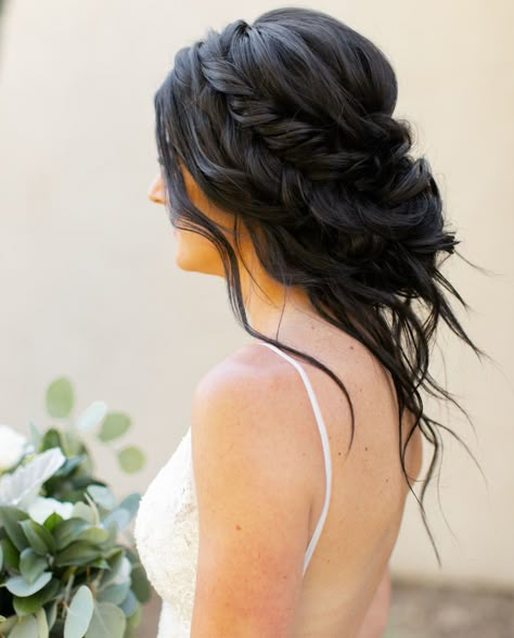 Effortless Braided Updo Messy Bridal Hair, Wedding Hair Brunette, Boho Updo, Bridal Stylist, Boho Bridal Hair, Wedding Hair Up, Bridal Braids, Hair Extensions Best, Peinados Recogidos