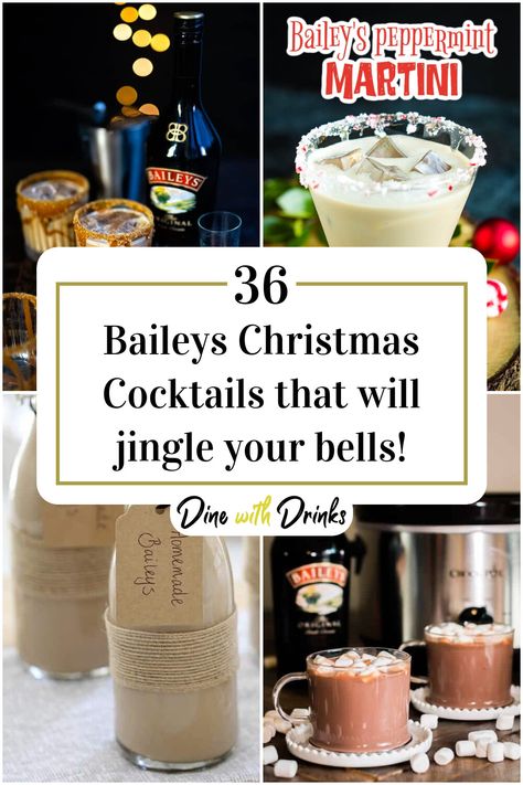 Collage of 4 baileys christmas cocktails. Baileys Christmas Cocktails, Holiday Shot Recipes, Baileys Christmas, Christmas Cocktail Recipes, Baileys Cocktails, Homemade Baileys, Mason Jar Drinks, Liquor Shots, Christmas Cocktail