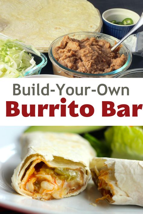 Build Your Own Wrap Bar, Wrap Bar Make Your Own, Make Your Own Burrito Bar, Burrito Bar Ideas, Breakfast Burrito Bar For A Crowd, Burrito Bar Build Your Own, Breakfast Burrito Bar Ideas, Burrito Bar Party, Burrito Filling Ideas