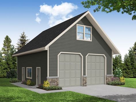 051G-0161: Garage Plan with Boat Storage & Loft 30x30 Garage Plans With Loft, Detached Garage With Storage, L Shaped Garage, Detached Garage Plans, Garage With Loft, Rv Garage Plans, Boat Garage, Garage Plans With Loft, Garage Plans Detached