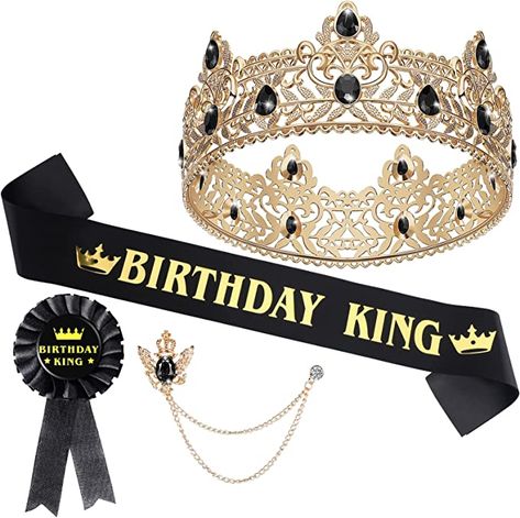 Sweet 16 For Boys, Gatsby Design, Man Birthday Party, Boy 16th Birthday, Boy Crown, Birthday King, Crown Brooch, Birthday Decorations For Men, Crown Birthday