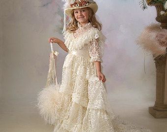 Heirloom Flower Girl Dress, Fairy Costume For Girl, Cindy Dress, Big Girl Dresses, Victorian Hats, Heirloom Dresses, Formal Occasion Dress, Dupioni Silk, Victorian Lace