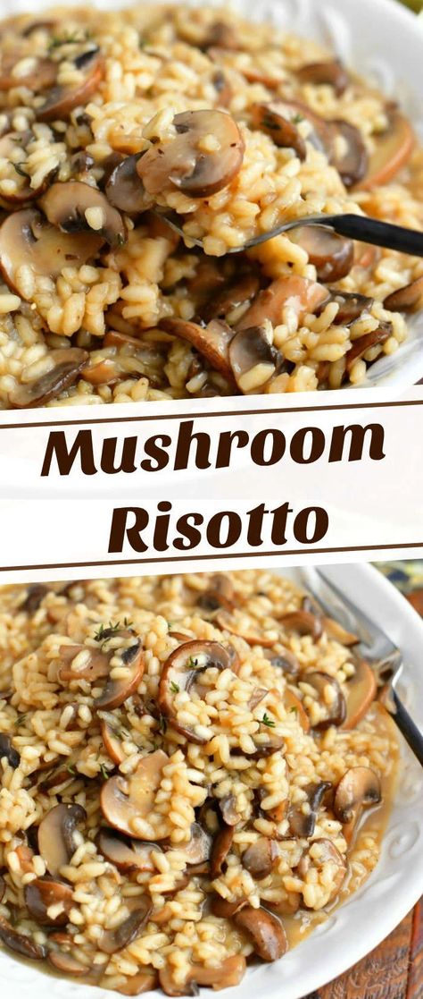 Mushroom risotto is a classic dish, and this risotto has an incredible flavor! Every second put into this recipe is well worth it for a family night or a romantic dinner. Finish it with a hint of truffle oil for a bolder flavor. #rice #dinner #risotto Mushrooms Risotto Recipes, Rizoto Recipe Risotto, Mushroom And Rice Recipes, Healthy Mushroom Risotto Recipes, Mushroom Risotto Recipes Easy, Flavored Rice Recipes, Flavor Rice, Mushroom Rice Recipes, Risotto Recipes Easy