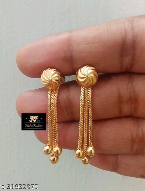 Catalog Name:*Fancy Earrings* Base Metal: Brass Plating: Gold Plated Sizing: Non-Adjustable Stone Type: No Stone Type: Drop Earrings Net Quantity (N): 1 Dispatch: 2 Days *Proof of Safe Delivery! Click to know on Safety Standards of Delivery Partners- https://ltl.sh/y_nZrAV3 Big Earrings Gold, Gold Hanging Earrings, Couple Ring Design, Gold Jewels Design, Gold Earrings Models, Long Gold Earrings, Silver Toe Rings, Black Beaded Jewelry, Fancy Earrings