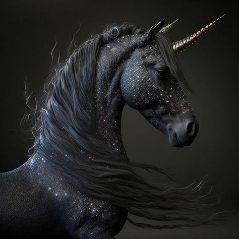 Unicorns Realistic, Black Unicorn Art, Dark Unicorn Aesthetic, Black Unicorn Wallpaper, Black Unicorn Tattoo, Unicorn Aesthetic Dark, Unicorn Asthetic, Unicorn Anatomy, Emo Unicorn