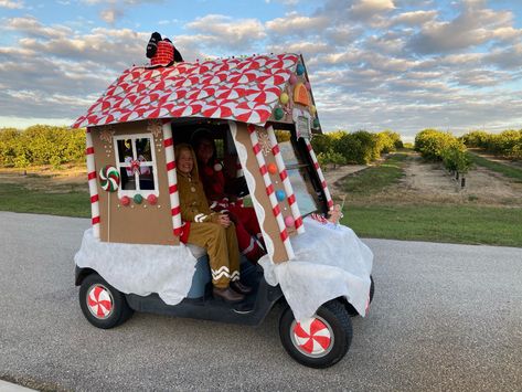 Gingerbread House Golf Cart Ideas, Gingerbread Golf Cart Decorations, Golf Cart Gingerbread House, Gingerbread House Golf Cart, Christmas Parade Golf Cart Ideas, Gingerbread Golf Cart, Christmas Golf Cart Decorations, Golf Cart Christmas Parade Ideas, Golf Cart Christmas Decorating Ideas