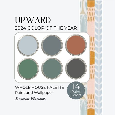 Sherwin Williams Paint Color Of The Year 2024, Green And Blue Interior Design Color Schemes, 2024 Whole House Color Scheme, Sherwin Williams 2024 Color Of The Year, Dining Room Wall Colors Colour Palettes, Whole House Color Scheme, Interior Paint Schemes, Coastal Paint, 3 Wallpaper