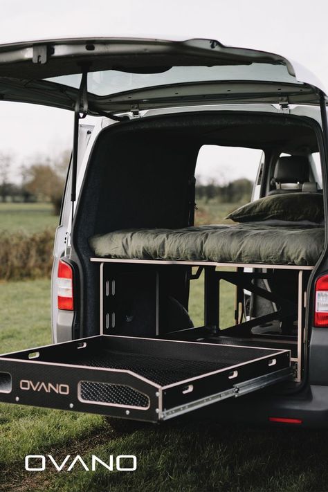 Multi-functional, robust, quality conversion drawer bed unit for T5 & T6 VW Transporter Panel Van and Kombi. Drawer sizes Narrow and XL. T6 Camper Conversion, Ovano Transporter, T6 Conversion, Car Renovation, Vw Transporter Conversions, T5 Caravelle, Vw Conversions, Vw Transporter Van, Vw T5 Camper