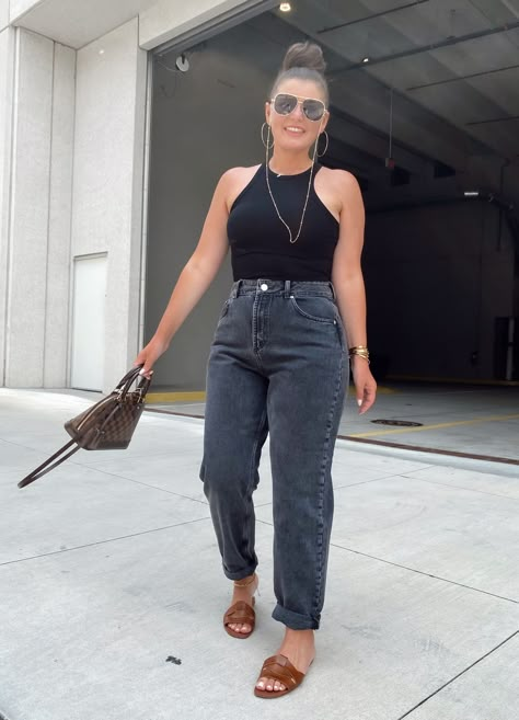 5 WAYS TO WEAR BLACK JEANS FOR SUMMER | THE RULE OF 5 Clothes Outfits Ideas Summer, Moms Summer Outfits Over 30, Tanks And Jeans Outfit, Summer Size 12 Outfits, Basic White Mom Outfit, 78 Degree Weather Outfit Spring, Black Jeans Midsize, Off Black Jeans Outfit, Cute Jeans Outfit For Work