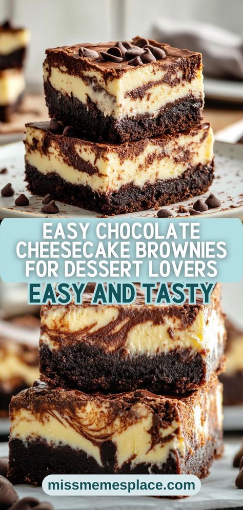 Satisfy your sweet cravings with these easy Chocolate Cheesecake Brownies that are perfect for dessert lovers! This recipe features a luscious brownie base topped with a velvety cream cheese layer, creating a rich and decadent treat that’s hard to resist. Ideal for parties, potlucks, or simple family dinners, these brownies are both delicious and simple to make. Explore our detailed instructions and serving suggestions to elevate your dessert . Cream Cheese Brownie Recipes, Brownie Cheesecake Recipe, Best Brownie Recipes, Easy Chocolate Cheesecake, Chocolate Cheesecake Brownies, Cheesecake Brownies Recipe, Cheesecake Brownie, Best Brownie Recipe, Cream Cheese Brownies