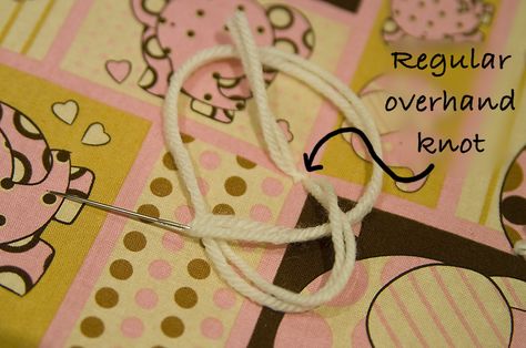 easy tied quilts | Jill Made It: How To Tie a Quilt Overhand Knot, Tie Quilt, Square Knot, Stitch Pictures, Tie Knots, Quilting Tips, Easy Quilts, Sewing Techniques, Quilt Making