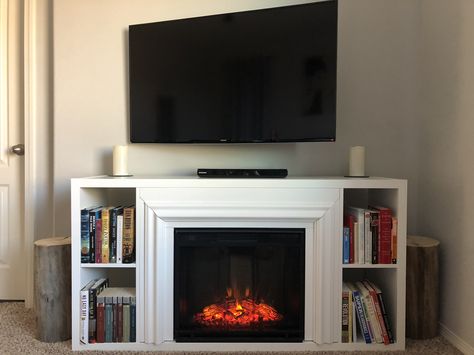 IKEA kallax fireplace hack Ikea Kallax Fireplace Hack, Ikea Fireplace Hack, Kallax Fireplace, Fireplace Hacks, Fireplace Under Tv, Ikea Fireplace, Fireplace Diy, Fireplace Console, Fireplace Bookshelves