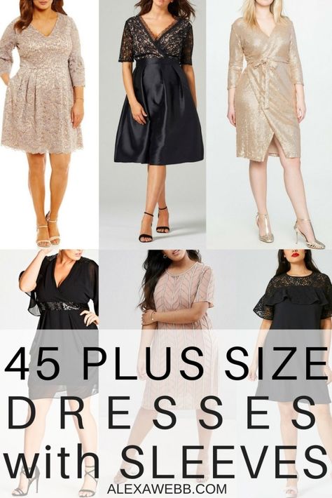 Plus Size Wedding Guest Outfits, Cute Wedding Guest Dresses, Wedding Guest Dresses With Sleeves, Dress For Chubby Ladies, Dress For Chubby, Plus Size Wedding Guest, Dresses For Apple Shape, Alexa Webb, Cocktail Dresses With Sleeves