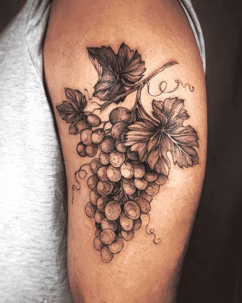 Grapes Tattoo Design Images (Grapes Ink Design Ideas) Wine Grape Tattoo, Grapes Tattoo Design, Grapevine Tattoos For Women, Grape Tattoo Minimalist, Communion Tattoo, Vineyard Tattoo, Grapevine Tattoo, Grape Vine Tattoo, Vine Tattoos For Women