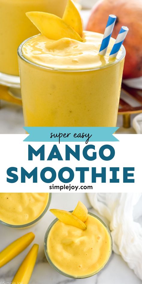 This Mango Smoothie is the perfect easy breakfast idea. Check all my tips and ideas for all sorts of way to make variations on this great smoothie recipe. Smoothie King Recipes, Free Smoothie Recipes, Mango Pineapple Smoothie, Mango Smoothie Recipes, Juice Smoothies Recipes, Smoothie Recipes Healthy Breakfast, Creamy Smoothies, Smoothie Drink Recipes, Yummy Smoothie Recipes