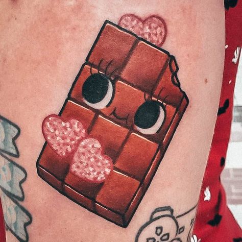 Top 100 Best Chocolate Tattoos For Women - Sweet Cacao Design Ideas Painting Tattoo, Chocolate Design, Chocolate Candy Bar, Real Tattoo, Love Chocolate, Love Signs, Best Chocolate, Chocolate Candy, Body Painting