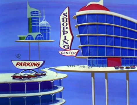 jetsons shopping center Googie Architecture, Futurisme Retro, Station Service, The Jetsons, Retro Futuristic, Architecture Old, Old Cartoons, Classic Cartoons, Retro Futurism