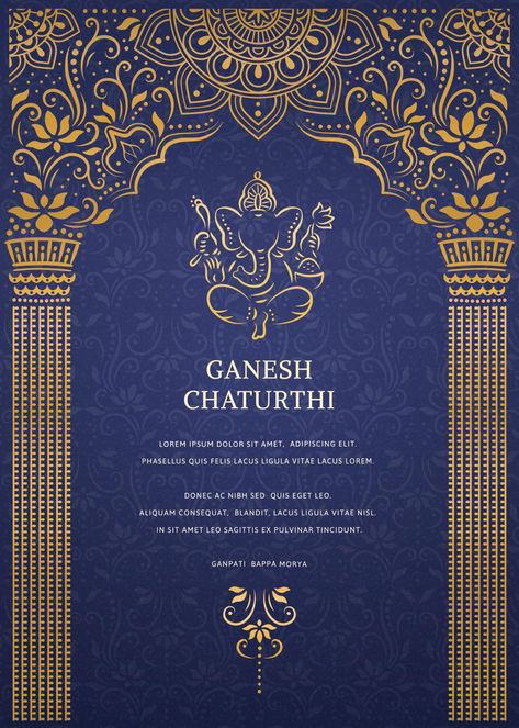 Pillar Arch, Ganpati Invitation Card, Ganesha Art Illustration, Digital Wedding Invitations Design, Golden Line, Diy String Lights, Vector Nature, Ganesh Idol, Indian Wedding Invitation Cards