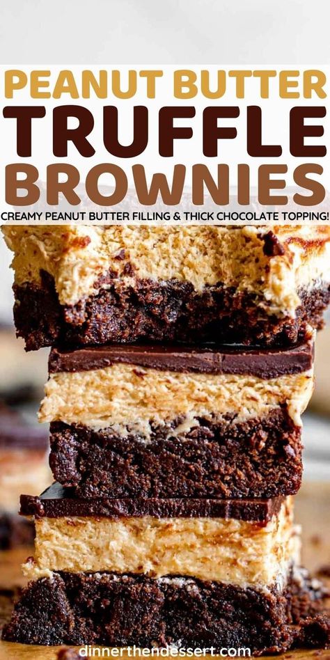 Peanut Butter Brownie Truffle, Layered Peanut Butter Brownies, Brownies And Peanut Butter Recipes, Peanut Butter Mousse Brownies, Crunchy Peanut Butter Brownies, Peanut Butter Truffle Brownies, Brownies With Peanut Butter Topping, Best Chocolate Peanut Butter Dessert, Chocolate Pb Brownies