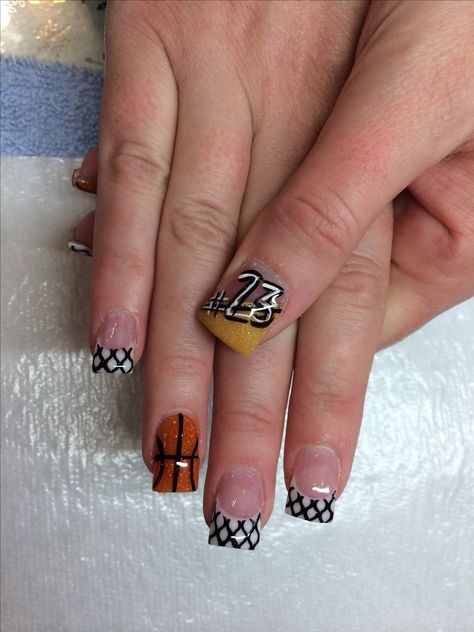 Basketball nail designs Basketball Nail Designs, Basketball Nails, Mom Nails, Sports Nails, Finger Art, Nail Art For Beginners, Pretty Nail Art Designs, Best Nail Art Designs, Nail Products