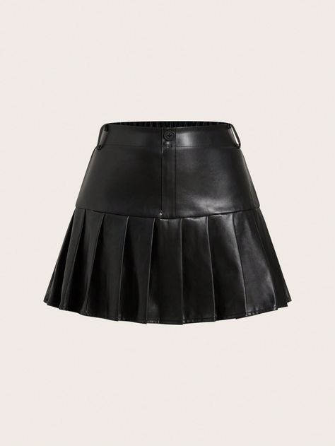 Women's Pleated Faux Leather Skirt, College Style, Summer Black Casual   PU Leather Plain Pleated Slight Stretch  Women Clothing, size features are:Bust: ,Length: ,Sleeve Length: Pleated Leather Skirt, Leather Pleated Skirt, Leather Skirts, Women Skirts, Black Leather Skirts, College Style, Summer Black, Faux Leather Skirt, Work Clothes