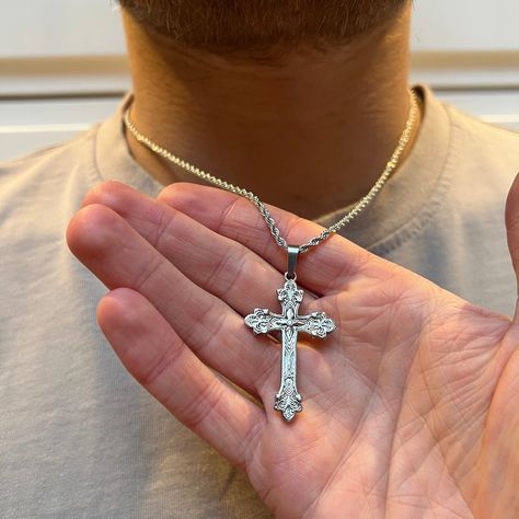 Large Cross Necklace, Cross Necklace Men, Etsy Jewellery, Mens Cross Necklace, Silver Cross Necklace, Mens Necklace, Necklace Men, Mens Silver Necklace, Necklace Clasps