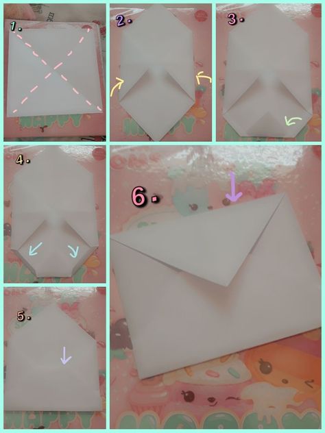 How To Make An Envelope Step By Step, How To Make A Love Letter, Penpals Ideas, Paper Crafts Simple, Homemade Envelopes, Make An Envelope, Diy Step, Origami Envelope, Pretty Letters