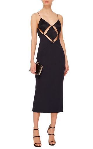 This Cushnie et Ochs dress features a sheath silhouette and a cutout bodice in a grid pattern | Fall 2016 Collection Cutout Skirt, Sketchbook Practice, Eden Moon, Moon Lee, Dress Moda Operandi, Et Ochs, Cushnie Et Ochs, Evening Dresses Short, Grid Pattern