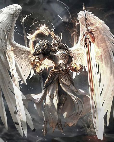 Angel Warrior, 다크 판타지, White Wings, Fantasy Armor, Angels And Demons, Arte Fantasy, Fantasy Warrior, 판타지 아트, Angel Art