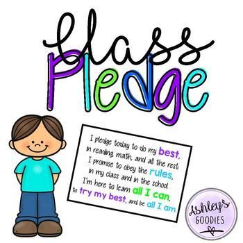 Class Pledge Elementary, Class Pledge, Classroom Anchor Charts, Teachers Resources, School Grades, School Bulletin Boards, Free Education, Busy Teacher, School Resources