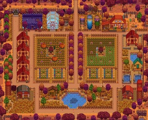 Stardew Valley Farm Layout Fall, Sdv Layout Standard Farm, Stardew Valley Efficient Farm Layout, Stardew Valley Farm Layout Standard Multiplayer, Stardew Path Ideas, Stardew Valley Crops Layout, Standard Stardew Farm Layout, Stardew Standard Farm, Standard Farm Layout Stardew Valley