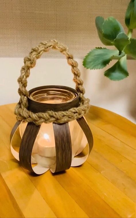 Hi, Friends! Today I am excited to share with you how to make your very own Bentwood Lantern! I love bentwood pendants and bamboo veneer crafts so much so How To Make Candle Holders, Veneer Crafts, Veneer Projects, Lantern Crafts, Table Lanterns, Nice Ideas, Edge Banding, Rooms Ideas, Craft Area