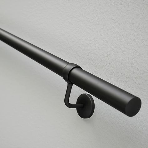 Rothley Handrail Kit Matte Black Online at The Blue Space Stair Railing Steel, Railings For Steps, Stairs Metal, Stairway Railing, Industrial Handrail, Indoor Stair Railing, Banister Rails, Farmhouse Staircase, Metal Staircase