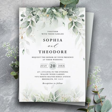 September Wedding Invitations, Gardening Wedding, Eucalyptus Invitation, Botanical Invitation, Wedding Flatlay, Botanical Wedding Stationery, Sage Garden, Eucalyptus Wedding Invitation, Rustic Wedding Invitation