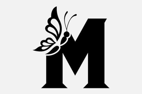 M Font Design, M Fonts Design, Lettering Borders, M Letter Design, Butterfly Monogram, Mm Logo, Decorative Fonts, Projets Cricut, M Letter