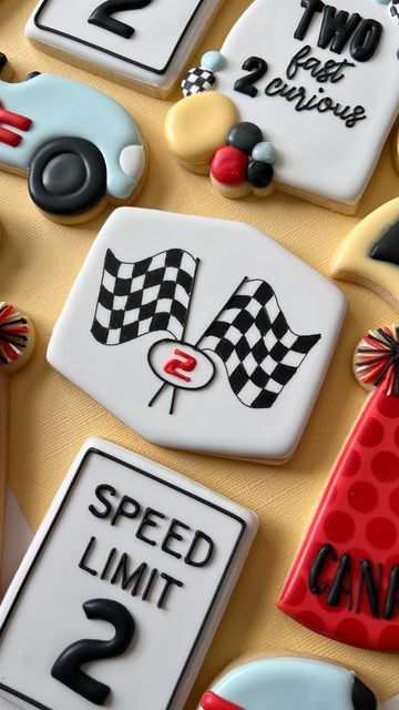 Two Fast 2 Curious, Two Fast Two Furious, Car Cookies, Royal Icing Transfers, Temple City, Race Car Birthday Party, 1st Birthday Party Decorations, Happy 5th Birthday, Sugar Cookie Designs