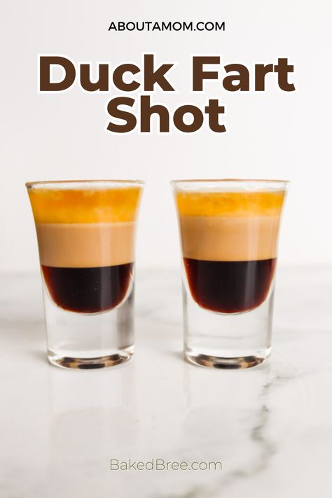 Indulge in the unforgettable Shot Duck Fart! This intriguing mix of Kahlúa, Baileys Irish Cream, and Crown Royal Canadian Whisky creates a layered shot with sweet, creamy, and smooth flavors. Raise your glass to great company and unique cocktails! Baileys Irish Cream Coffee, Irish Cream Coffee, Kahlua Coffee Liqueur, Cocktail Shots, Coffee Liqueur, Cocktail And Mocktail, Wild Night, Baileys Irish, Cream Liqueur