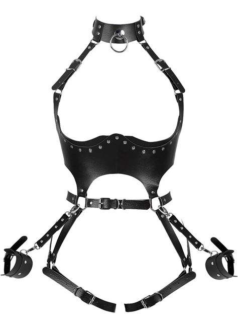 Body Harness Outfits, Leather Harness Women, Harness Outfit, Full Body Harness, Leather Handcuffs, Leather Garter, Harness Fashion, Harness Belt, Leg Garter