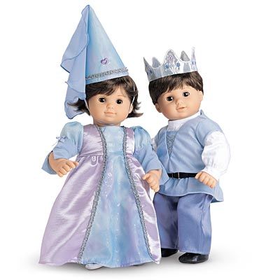 Princess and prince outfits for bitty twins! Inspiration only - no pattern Royalty Outfits, Lavender And Light Blue, Twin Outfit, Dress For 15, Princess Royalty, Bitty Baby Clothes, Bitty Twins, Prince Clothes, Doll Skirt