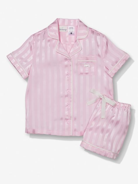 Pink Pjs, Satin Pj Set, Pyjama Satin, The Cardigans, Silk Nightwear, Peter Alexander, Satin Sleepwear, Pink Pajamas, Elastic Waistband Pants