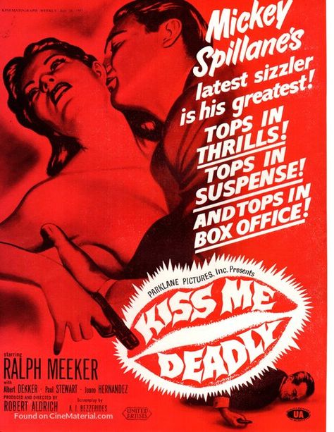 Kiss Me Deadly movie poster Mickey Spillane, Kiss Me Deadly, Kiss Mark, Tough Guy, Classic Films, Human Nature, Fridge Magnet, Kiss Me, Movie Poster